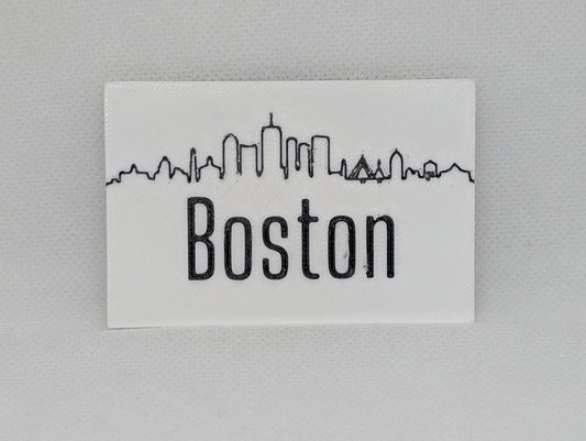 Boston Skyline Refrigerator Magnet - White & Black
